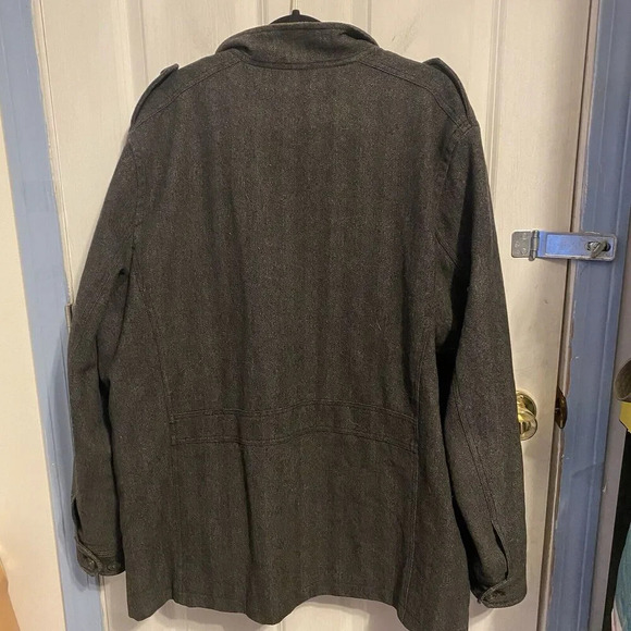 Dockers Chore Utility Jacket Wool Blend Herringbone Gray VTG Mens XXL Zip Snap - Picture 13 of 16